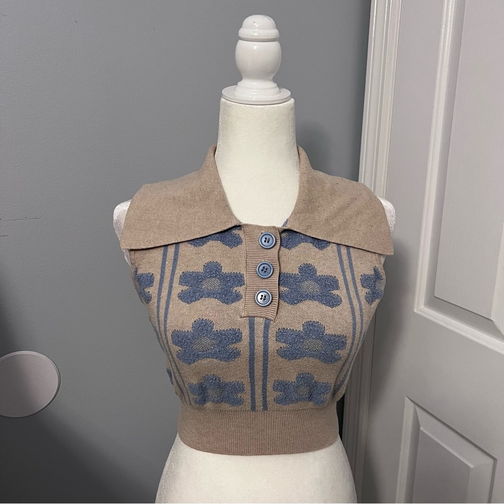 3 for $15 Cider Tan and Blue Crop Top